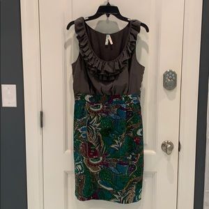 Sleeveless ruffle top printed bottom dress